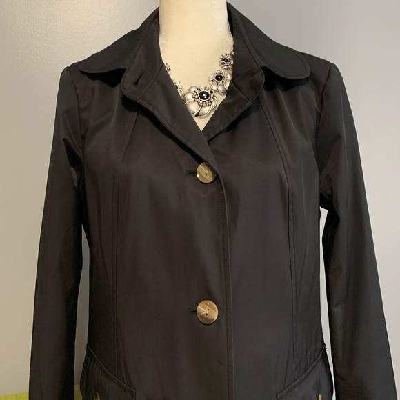 Gallery Classic Black Button Trench Coat - Picture 2 of 8
